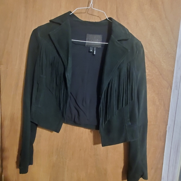 PAIGE DARLENE FRINGED SUEDE LEATHER. CROPPED. BLACK. OPEN  XS - Picture 3 of 13